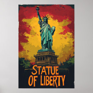 Freiheitsstatue Kunst Vintage Illustration Reise Poster