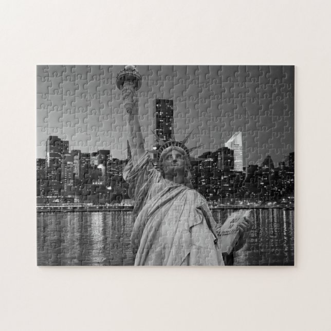 Freiheitsstatue Manhattan Wolkenkratzer Puzzle (Horizontal)
