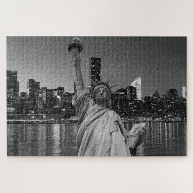 Freiheitsstatue Manhattan Wolkenkratzer Puzzle (Horizontal)