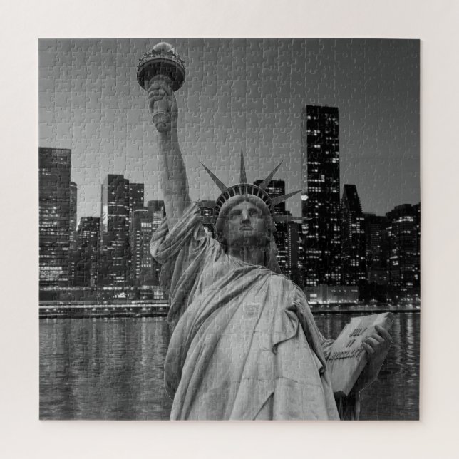 Freiheitsstatue Manhattan Wolkenkratzer Puzzle (Vertikal)