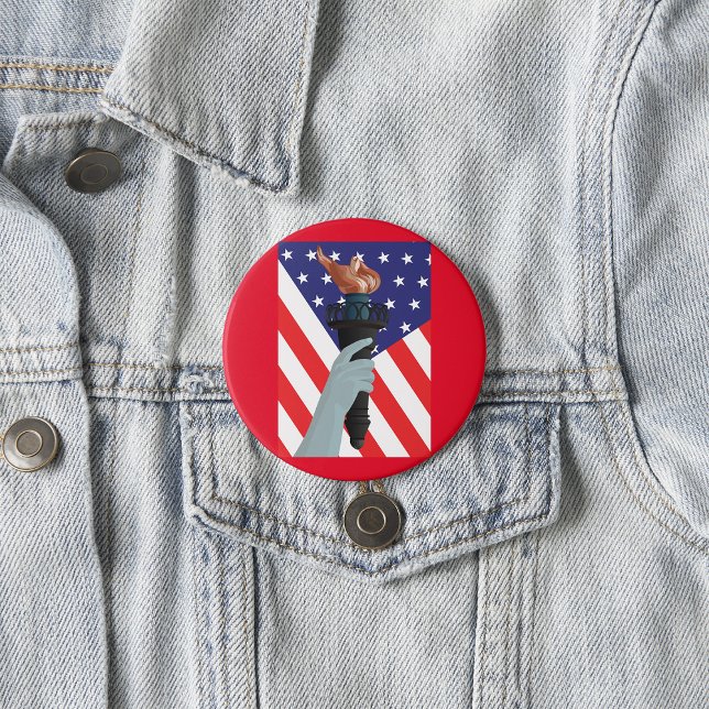 Freiheitsstatue mit amerikanischer Flagge Button (Von Creator hochgeladen)