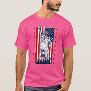 Freiheitsstatue mit amerikanischer Flagge T-Shirt