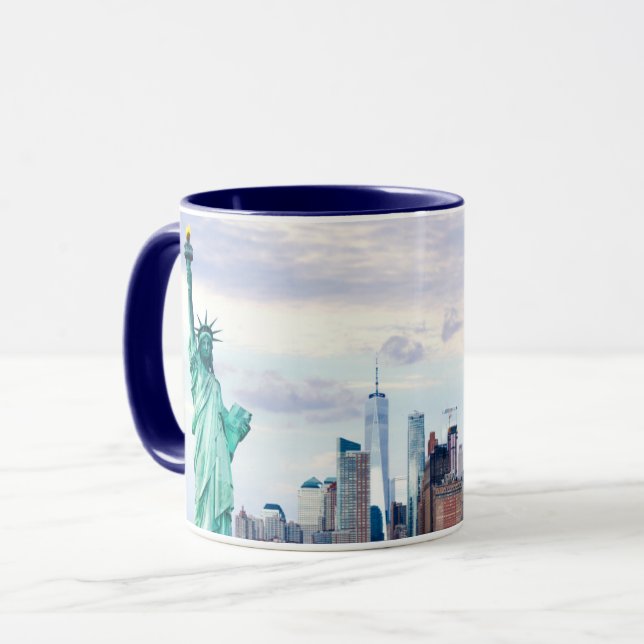 Freiheitsstatue mit dem World Trade Center Tasse (Vorderseite Links)