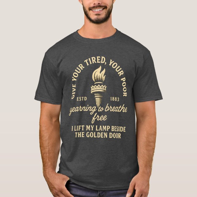 Freiheitsstatue mit Emma Lazarus Zitat T-Shirt (Vorderseite)