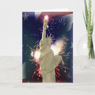 Freiheitsstatue mit Feuerwerk für den 4. Juli Karte