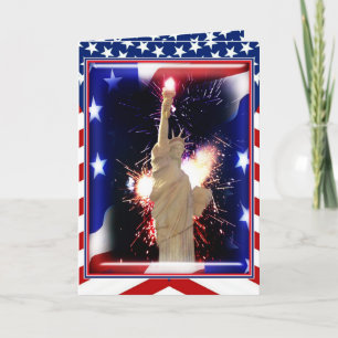 Freiheitsstatue mit Feuerwerk zum 4. Juli Karte