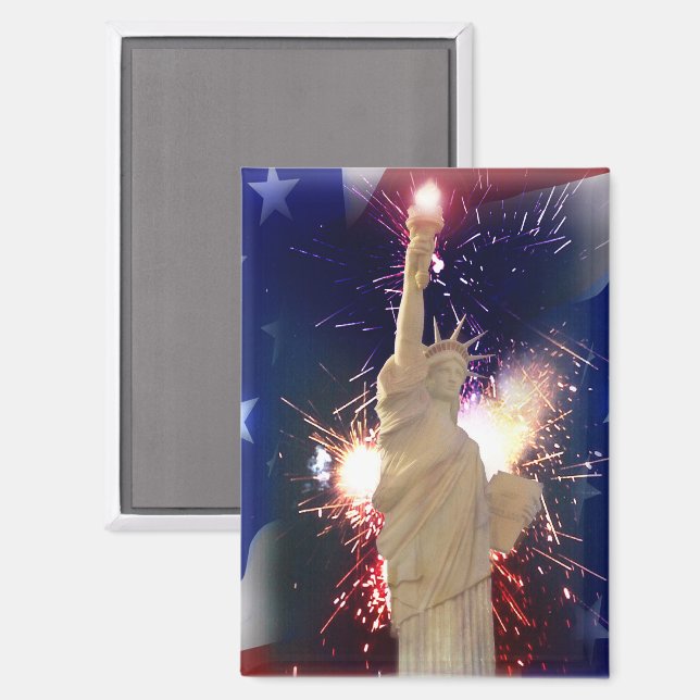 Freiheitsstatue mit Feuerwerk zum 4. Juli  Magnet (Vorderseite/Rückseite)