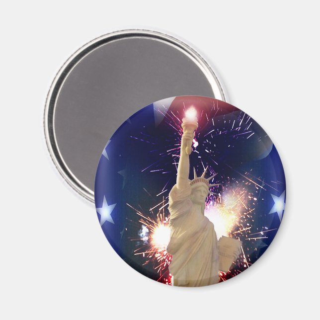 Freiheitsstatue mit Feuerwerk zum 4. Juli  Magnet (Vorderseite/Rückseite)