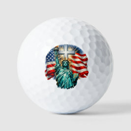 Freiheitsstatue mit Flaggen und Kreuz Golfball