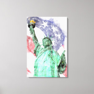 Freiheitsstatue mit Flaggenfarbe Leinwanddruck