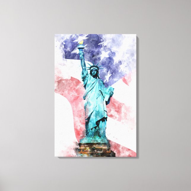 Freiheitsstatue mit Flaggenfarbe Leinwanddruck (Vorderseite)
