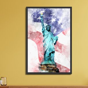 Freiheitsstatue mit Flaggenfarbe Poster