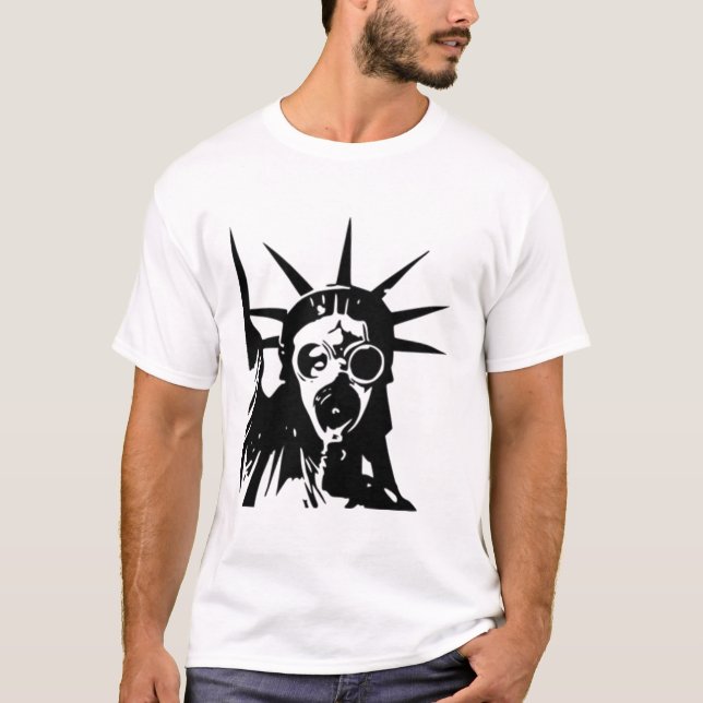Freiheitsstatue mit Gasmaske T-Shirt (Vorderseite)
