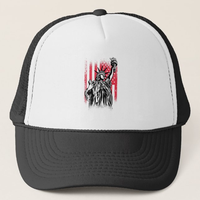 Freiheitsstatue mit US-Flagge Truckerkappe (Vorderseite)