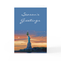 Freiheitsstatue mit Weihnachtsbaum