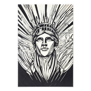 Freiheitsstatue Moderne Linienkunst Fotodruck
