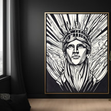 Freiheitsstatue Modernes Linienkunstposter Druck