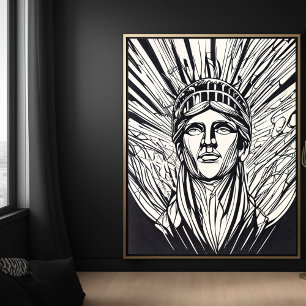 Freiheitsstatue Modernes Linienkunstposter Druck Poster