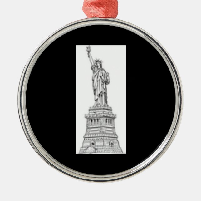 Freiheitsstatue New York City Ornament Aus Metall (Vorne)
