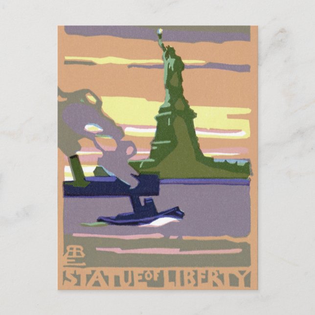 Freiheitsstatue, New York City, Vintage Travel Postkarte (Vorderseite)