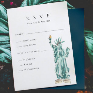 Freiheitsstatue New York City Wedding RSVP Karte
