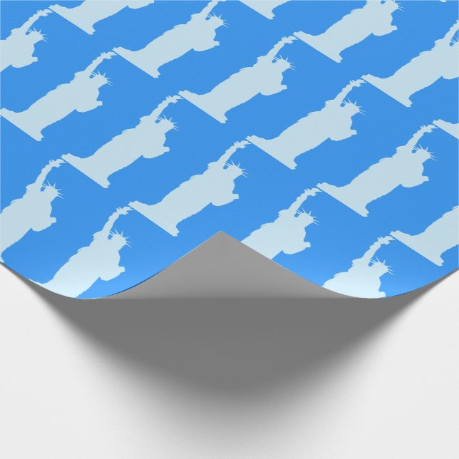 Freiheitsstatue New York Elegantes blaues Muster Geschenkpapier (Ecke)