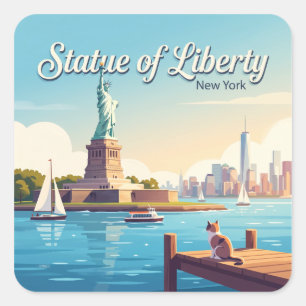 Freiheitsstatue New York Quadratischer Aufkleber