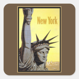 Freiheitsstatue New York Reiseplakat Quadratischer Aufkleber