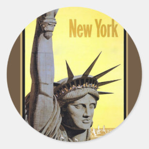 Freiheitsstatue New York Reiseplakat Runder Aufkleber