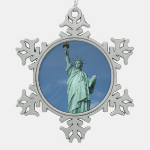 Freiheitsstatue, New York Schneeflocken Zinn-Ornament