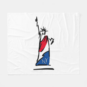 Freiheitsstatue NY Rot Weiß und Blau Fleecedecke