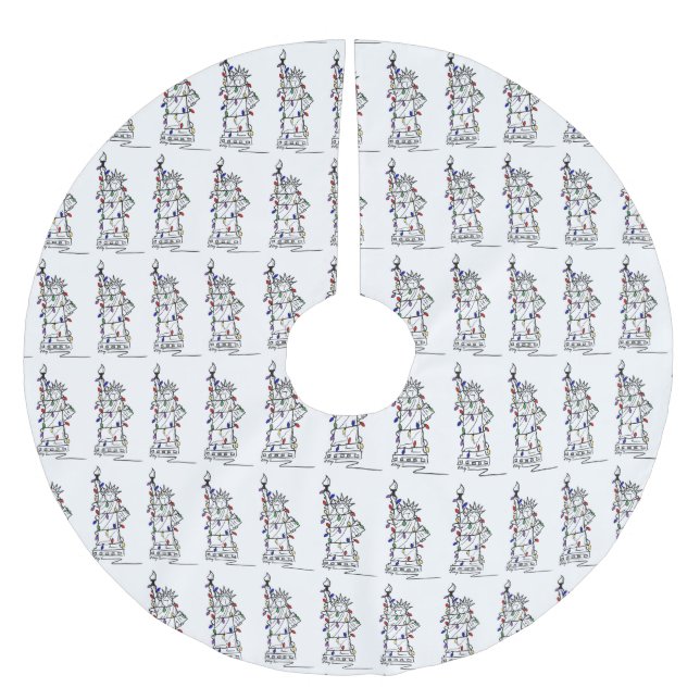 Freiheitsstatue NYC Lights New York Sehenswürdigke Polyester Weihnachtsbaumdecke (Vorderseite)