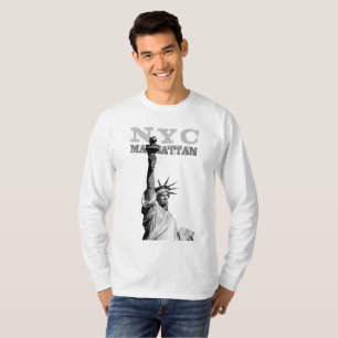 Freiheitsstatue Nyc Manhattan Herren Langarmshirt T-Shirt