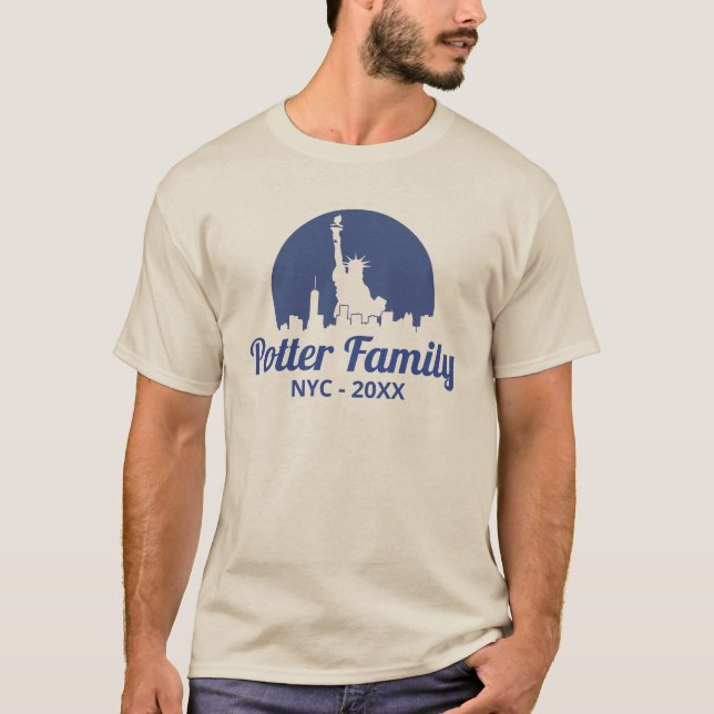Freiheitsstatue NYC Skyline T-Shirt (Vorderseite)