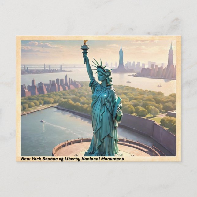 Freiheitsstatue NYC Vintag Postkarte (Vorderseite)