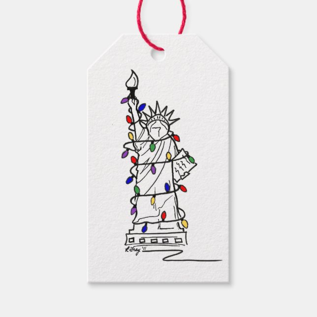 Freiheitsstatue NYC Weihnachtslicht Weihnachten Geschenkanhänger (Vorderseite)