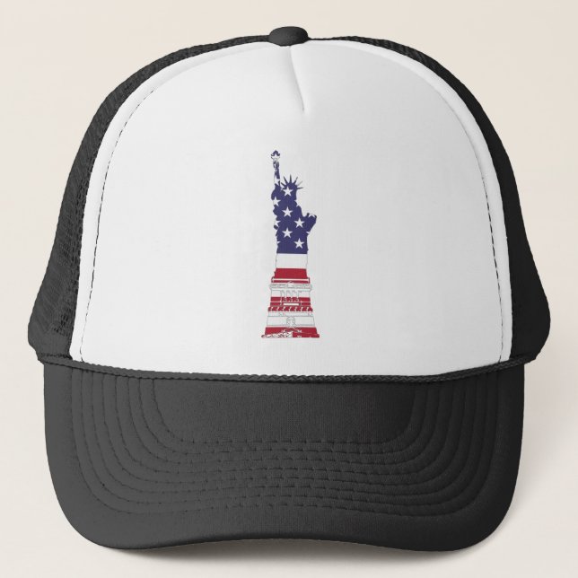 Freiheitsstatue Patriotic Flag Truckerkappe (Vorderseite)