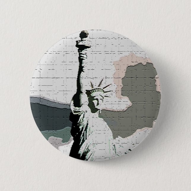 Freiheitsstatue Pop Art Button (Vorderseite)