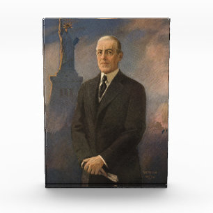 Freiheitsstatue & Präsident Woodrow Wilson Fotoblock