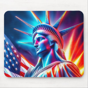 Freiheitsstatue Rot Weiß Blau Mit Flagge Mousepad