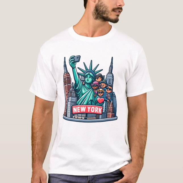 Freiheitsstatue Selfie T-Shirt (Vorderseite)