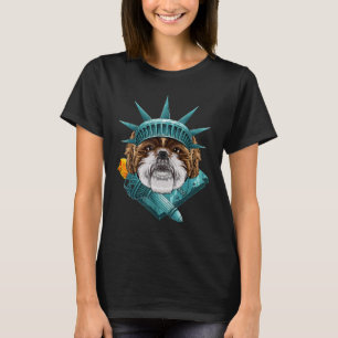 Freiheitsstatue Shih Tzu 4. Juli Hund Usa Ame T-Shirt