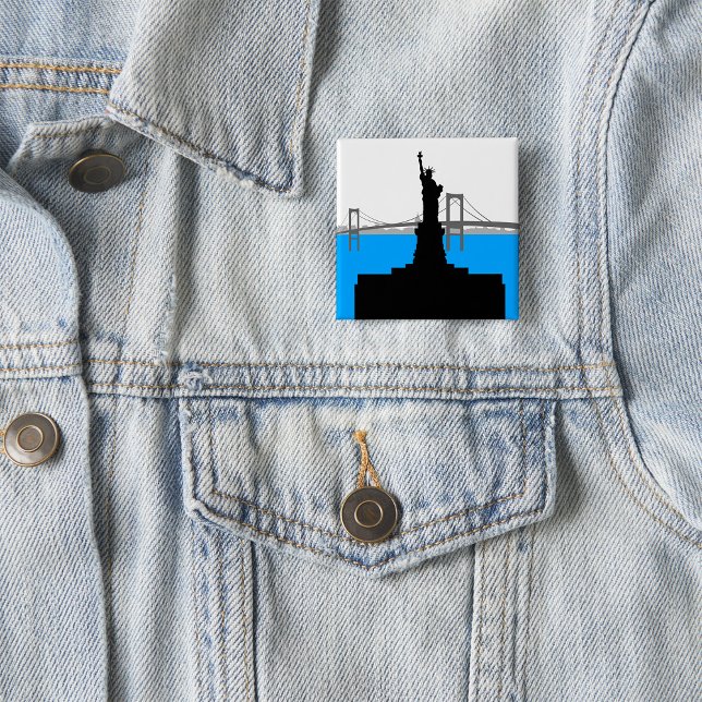 Freiheitsstatue Silhouette New York Skyline Button (Von Creator hochgeladen)