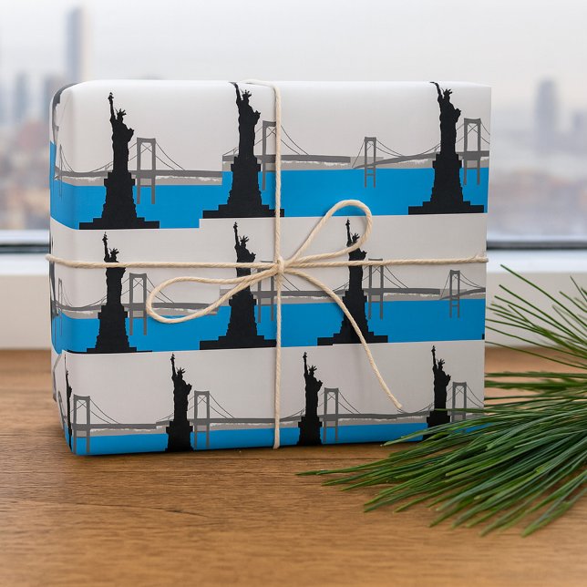 Freiheitsstatue Silhouette New York Skyline Geschenkpapier (Von Creator hochgeladen)