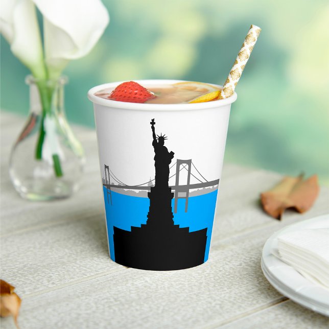 Freiheitsstatue Silhouette New York Skyline Pappbecher (Von Creator hochgeladen)