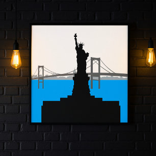 Freiheitsstatue Silhouette New York Skyline Poster