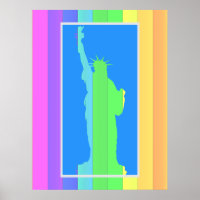 Freiheitsstatue Silhouette Regenbogenfarben Streif