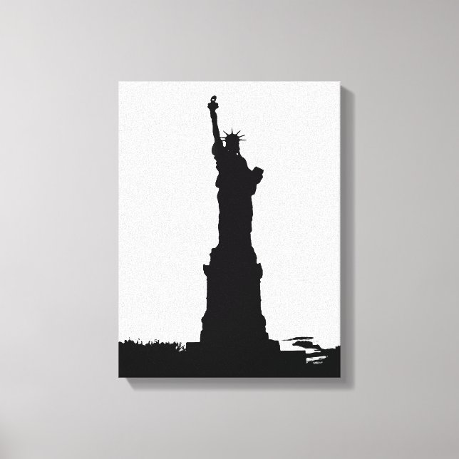 Freiheitsstatue Silhouette Wrapped Canvas Leinwanddruck (Vorderseite)