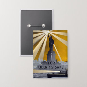 Freiheitsstatue Torch und Zweiter Weltkrieg der US Button