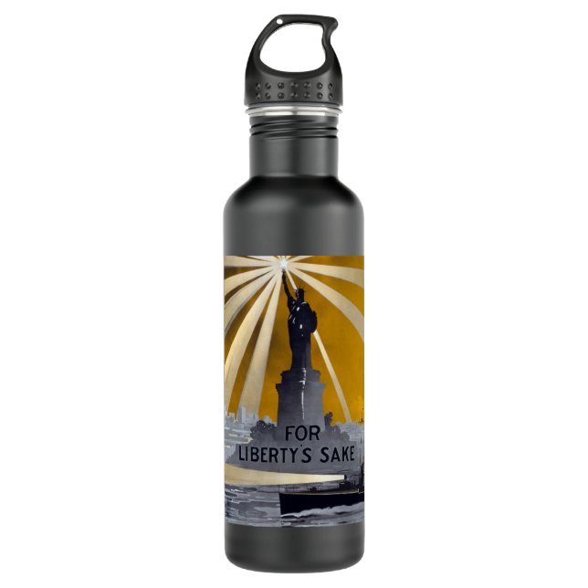 Freiheitsstatue Torch und Zweiter Weltkrieg der US Edelstahlflasche (Vorderseite)